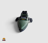 PrintForFishing olive green monohull bait boat with side floaters for enhanced stability on water