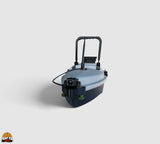 PrintForFishing removable FPV camera mounted on the front of a grey and black Anatec Monocoque bait boat