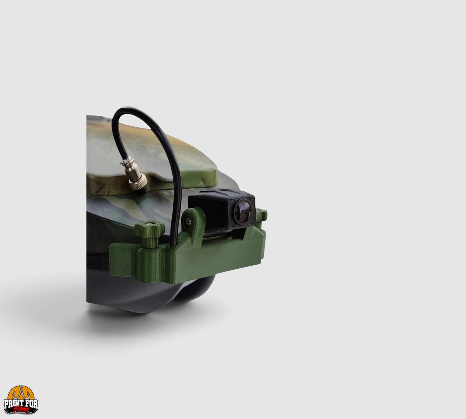 PrintForFishing removable FPV approach camera mounted on an Anatec PackBoat bait boat for precise navigation.