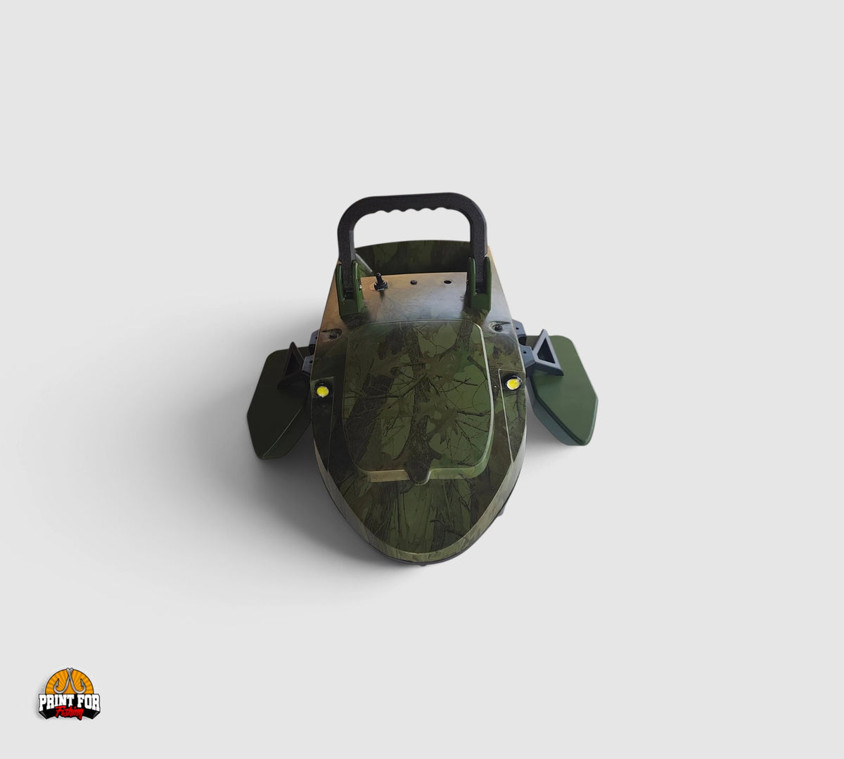 PrintForFishing camouflage bait boat with simple float kit for enhanced stability on water