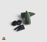 PrintForFishing simple float kit for Anatec PackBoat bait boat in olive green and black, showing mounting brackets.