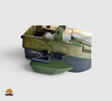 PrintForFishing simple float kit attached to a camouflage Anatec PackBoat bait boat for increased stability