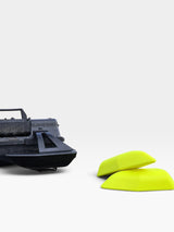 Stabilisateurs PrintForFishing jaunes pour bateau amorceur D18, accessoires robustes pour une meilleure stabilité.