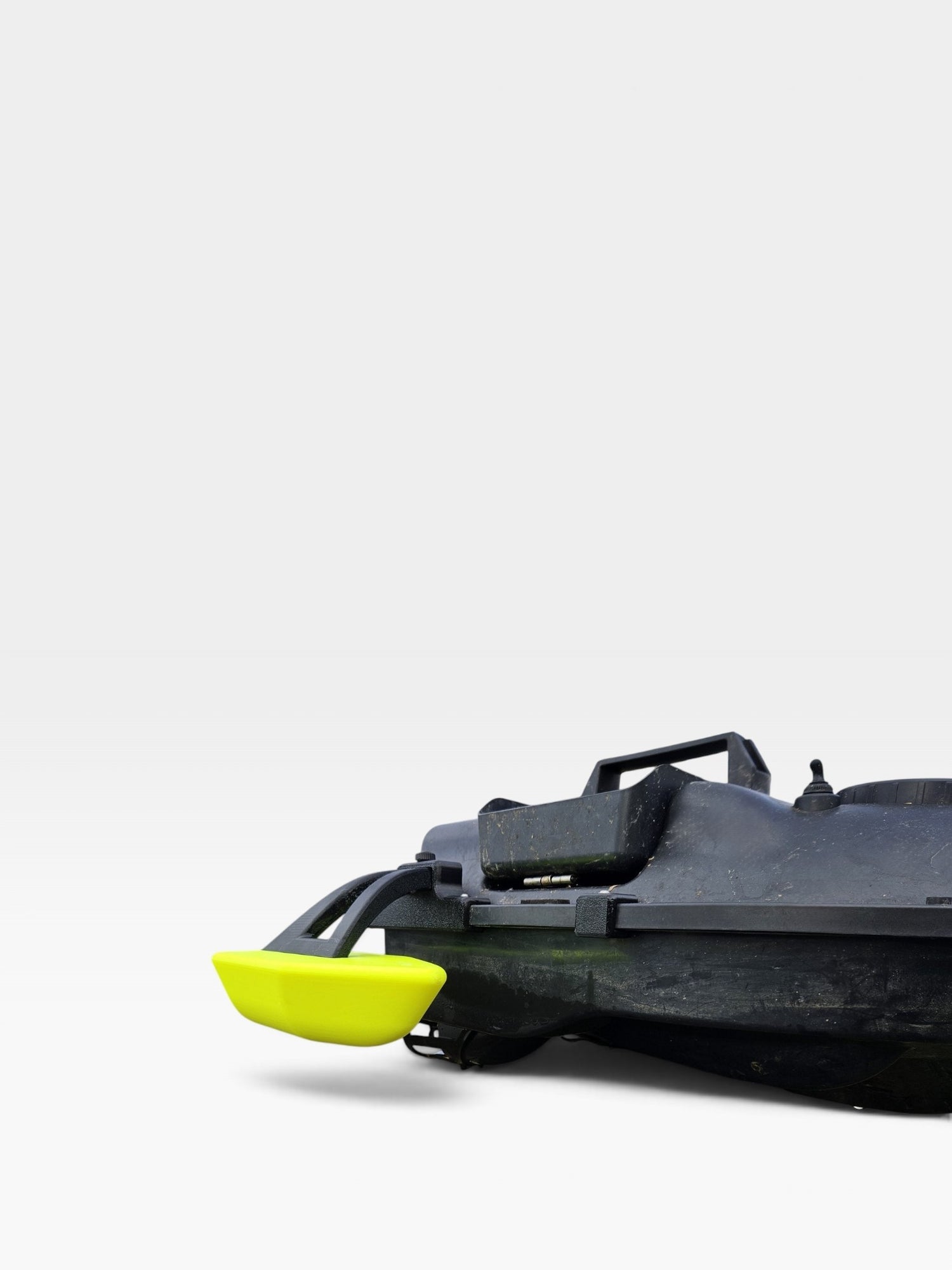 Stabilisateurs PrintForFishing jaunes pour bateau amorceur D18 fixés sur le côté pour une meilleure stabilité en pêche